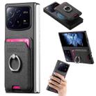 For Xiaomi Mix Fold 4 Twill Fabric Card Bag Ring Magnetic Back Phone Case(Black) - 1