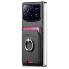For Xiaomi Mix Fold 4 Twill Fabric Card Bag Ring Magnetic Back Phone Case(Black) - 2