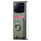For Xiaomi Mix Fold 4 Twill Fabric Card Bag Ring Magnetic Back Phone Case(Green) - 2
