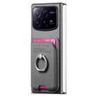 For Xiaomi Mix Fold 4 Twill Fabric Card Bag Ring Magnetic Back Phone Case(Gray) - 2