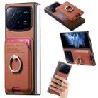 For Xiaomi Mix Fold 4 Twill Fabric Card Bag Ring Magnetic Back Phone Case(Brown) - 1