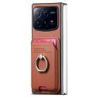 For Xiaomi Mix Fold 4 Twill Fabric Card Bag Ring Magnetic Back Phone Case(Brown) - 2