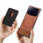 For Xiaomi Mix Fold 4 Twill Fabric Card Bag Ring Magnetic Back Phone Case(Brown) - 3
