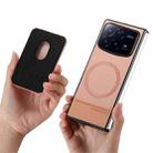 For Xiaomi Mix Fold 4 Twill Fabric Card Bag Ring Magnetic Back Phone Case(Pink) - 3