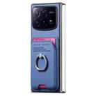 For Xiaomi Mix Fold 4 Twill Fabric Card Bag Ring Magnetic Back Phone Case(Blue) - 2