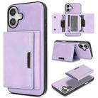 For iPhone 17 Kalebol Strong Magnetic MagSafe Tri-Fold Wallet Leather Phone Case(Purple) - 1