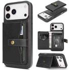 For iPhone 17 Pro Max Kalebol Magnetic Button Card Bag MagSafe Ring Leather Phone Case(Black) - 1