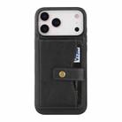 For iPhone 17 Pro Max Kalebol Magnetic Button Card Bag MagSafe Ring Leather Phone Case(Black) - 2