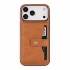 For iPhone 17 Pro Max Kalebol Magnetic Button Card Bag MagSafe Ring Leather Phone Case(Brown) - 2
