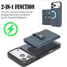 For iPhone 17 Pro Max Kalebol Magnetic Button Card Bag MagSafe Ring Leather Phone Case(Blue) - 3