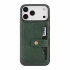 For iPhone 17 Pro Max Kalebol Magnetic Button Card Bag MagSafe Ring Leather Phone Case(Green) - 2