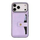 For iPhone 17 Pro Max Kalebol Magnetic Button Card Bag MagSafe Ring Leather Phone Case(Purple) - 2