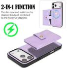 For iPhone 17 Pro Max Kalebol Magnetic Button Card Bag MagSafe Ring Leather Phone Case(Purple) - 3