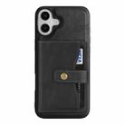 For iPhone 17 Kalebol Magnetic Button Card Bag MagSafe Ring Leather Phone Case(Black) - 2