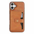 For iPhone 17 Kalebol Magnetic Button Card Bag MagSafe Ring Leather Phone Case(Brown) - 2