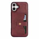 For iPhone 17 Kalebol Magnetic Button Card Bag MagSafe Ring Leather Phone Case(Red) - 2
