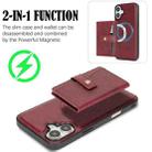 For iPhone 17 Kalebol Magnetic Button Card Bag MagSafe Ring Leather Phone Case(Red) - 3