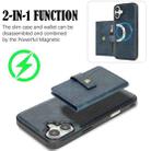 For iPhone 17 Kalebol Magnetic Button Card Bag MagSafe Ring Leather Phone Case(Blue) - 3
