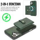 For iPhone 17 Kalebol Magnetic Button Card Bag MagSafe Ring Leather Phone Case(Green) - 3