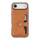 For iPhone 17 Air Kalebol Magnetic Button Card Bag MagSafe Ring Leather Phone Case(Brown) - 2