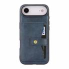 For iPhone 17 Air Kalebol Magnetic Button Card Bag MagSafe Ring Leather Phone Case(Blue) - 2