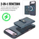 For iPhone 17 Air Kalebol Magnetic Button Card Bag MagSafe Ring Leather Phone Case(Blue) - 3