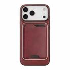 For iPhone 17 Pro Max Kalebol Slim MagSafe Ring Magnetic Card Bag Leather Phone Case(Red) - 2