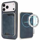 For iPhone 17 Pro Max Kalebol Slim MagSafe Ring Magnetic Card Bag Leather Phone Case(Blue) - 1