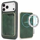 For iPhone 17 Pro Max Kalebol Slim MagSafe Ring Magnetic Card Bag Leather Phone Case(Green) - 1