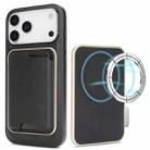 For iPhone 17 Pro Kalebol Slim MagSafe Ring Magnetic Card Bag Leather Phone Case(Black) - 1
