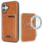 For iPhone 17 Kalebol Slim MagSafe Ring Magnetic Card Bag Leather Phone Case(Brown) - 1
