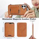 For iPhone 17 Kalebol Slim MagSafe Ring Magnetic Card Bag Leather Phone Case(Brown) - 3