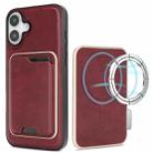 For iPhone 17 Kalebol Slim MagSafe Ring Magnetic Card Bag Leather Phone Case(Red) - 1