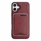 For iPhone 17 Kalebol Slim MagSafe Ring Magnetic Card Bag Leather Phone Case(Red) - 2