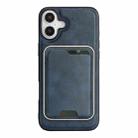 For iPhone 17 Kalebol Slim MagSafe Ring Magnetic Card Bag Leather Phone Case(Blue) - 2