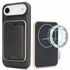 For iPhone 17 Air Kalebol Slim MagSafe Ring Magnetic Card Bag Leather Phone Case(Black) - 1