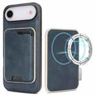For iPhone 17 Air Kalebol Slim MagSafe Ring Magnetic Card Bag Leather Phone Case(Blue) - 1