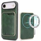 For iPhone 17 Air Kalebol Slim MagSafe Ring Magnetic Card Bag Leather Phone Case(Green) - 1