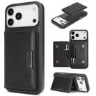 For iPhone 17 Pro Max Kalebol Strong MagSafe Magnetic Two-Fold Card Bag Leather Phone Case(Black) - 1