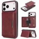 For iPhone 17 Pro Max Kalebol Strong MagSafe Magnetic Two-Fold Card Bag Leather Phone Case(Red) - 1