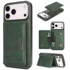 For iPhone 17 Pro Max Kalebol Strong MagSafe Magnetic Two-Fold Card Bag Leather Phone Case(Green) - 1