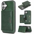 For iPhone 17 Kalebol Strong MagSafe Magnetic Two-Fold Card Bag Leather Phone Case(Green) - 1