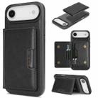 For iPhone 17 Air Kalebol Strong MagSafe Magnetic Two-Fold Card Bag Leather Phone Case(Black) - 1