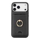 For iPhone 17 Pro Max Kalebol Strong MagSafe Ring Magnetic Card Bag Holder Leather Phone Case(Black) - 2