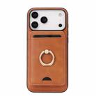 For iPhone 17 Pro Max Kalebol Strong MagSafe Ring Magnetic Card Bag Holder Leather Phone Case(Brown) - 2