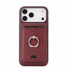 For iPhone 17 Pro Max Kalebol Strong MagSafe Ring Magnetic Card Bag Holder Leather Phone Case(Red) - 2