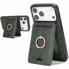 For iPhone 17 Pro Max Kalebol Strong MagSafe Ring Magnetic Card Bag Holder Leather Phone Case(Green) - 1