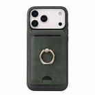 For iPhone 17 Pro Max Kalebol Strong MagSafe Ring Magnetic Card Bag Holder Leather Phone Case(Green) - 2