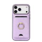 For iPhone 17 Pro Max Kalebol Strong MagSafe Ring Magnetic Card Bag Holder Leather Phone Case(Purple) - 2