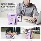 For iPhone 17 Pro Max Kalebol Strong MagSafe Ring Magnetic Card Bag Holder Leather Phone Case(Purple) - 3